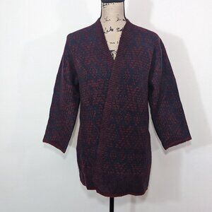 NWT Old Navy Open Cardigan Sweater Women Size SP Red/Blue Diamond Pattern Heavy